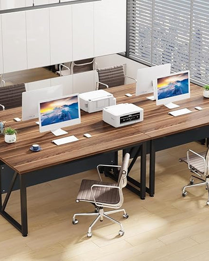 Tribesigns 55 inches Simple Computer Desk,Home Office Desk Writing Table for Workstation,Dark Walnut + Steel Leg， Cabinet not Included (Walnut, 55-inch)