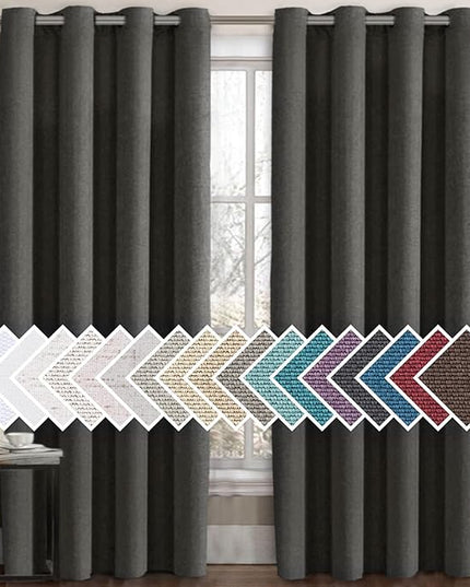 H.VERSAILTEX Linen Blackout Curtain 84 Inches Long for Bedroom/Living Room Thermal Insulated Grommet Linen Curtain Drapes Primitive Textured Burlap Effect Window Drapes 1 Panel, Heather Charcoal Gray
