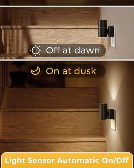 L LOHAS LED Night Light, Automatic Night Lights Plug into Wall, 2 Pack Nightlights with Light Sensor, 3000K Soft White 0-100LM Dimmable Modern Nightlight for Kids Bedroom Hallway