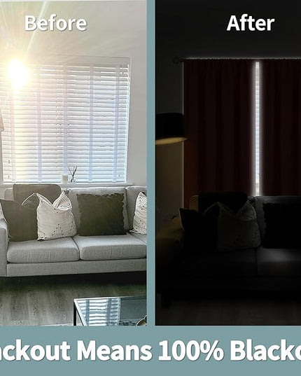 BGment Terracotta 100% Blackout Curtains for Bedroom, Fall Full Room Darkening Noise Reducing Living Room Curtains 72 Inch Length, Thermal Insulated Rod Pocket Window Drapes 2 Panels, 52 Inch Wide