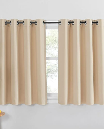 NICETOWN Bedroom Curtain Room Darkening Drapery - Biscotti Beige Room Darkening Curtain Panel for Bedroom, Grommet, 1 Panel, 52 x 45, Thermal Insulated, Privacy Assured