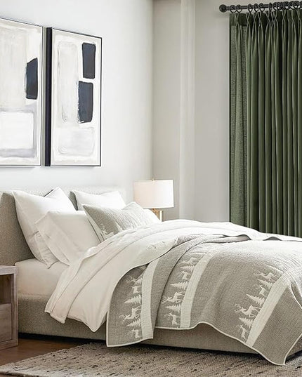 Topfinel Olive Green Pinch Pleated Semi Sheer Curtains Textured Linen Blended Light Filtering Window Curtains 94 inch for Living Room Bedroom Pinch Pleat Drapes with Hooks 2 Panels 40" Wx94 L