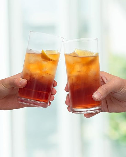 Zulay Kitchen Acrylic Glasses Drinkware - 4 Piece Unbreakable Plastic Tumblers - BPA-Free, Reusable Plastic Drinking Glasses for Home & Outdoors - Stackable, Lead-Free & Dishwasher Safe - (16 Ounces)