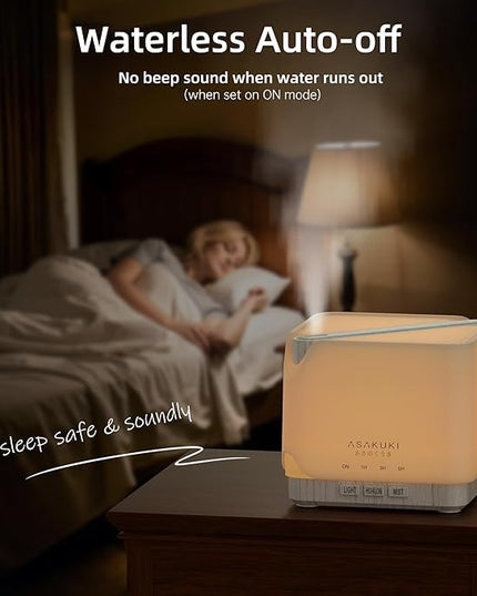 ASAKUKI 700 ml Premium Essential Oil Diffuser, 5 in 1 Ultrasonic Aromatherapy Fragrant Oil Vaporizer Humidifier, Timer and Auto-Off Safety Switch, 7 LED Light Colors