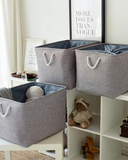 TheWarmHome Fabric Storage Bins Baskets for Organizing, Large Sturdy Storage Basket W/Handles, Decorative Foldable Storage Baskets for Shelves Closet Nursery Toy (X Large - 3 Pack 17.7L×13.8W×9.8H)