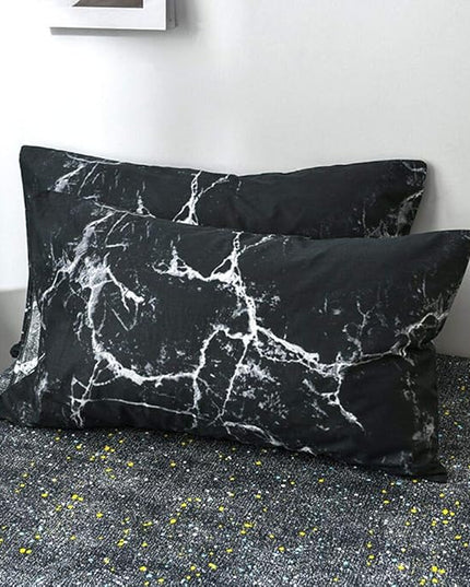 CLOTHKNOW Black Marble King Size Comforter Set 3Pcs Black White Bedding Comforter Sets All Season Black Comforter Abstract Comforter with 2 x Pillow Cases