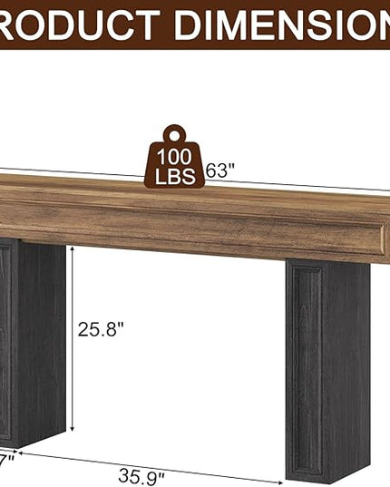 Rresyet 63 Inch Long Console Table, Sofa Table Behind Sofa, Wooden Entryway Table, Farmhouse Entryway Table for Entry, Hallway, Living Room (Wood)