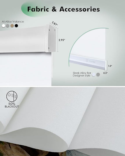 Yoolax Motorized Blinds with Remote, Light Filtering Remote Shades for Windows, Automatic Roller Shades Cordless Electric Blinds for Bedroom Living Room Office, Custom Size (Pure White)