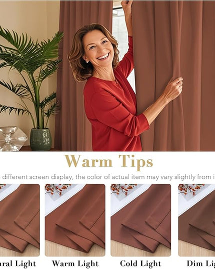 H.VERSAILTEX Blackout Curtains Thermal Insulated Window Treatment Panels Room Darkening Blackout Drapes for Living Room Back Tab/Rod Pocket Bedroom Draperies (2 Panels, Washed Spice, 52 x 96 Inch)
