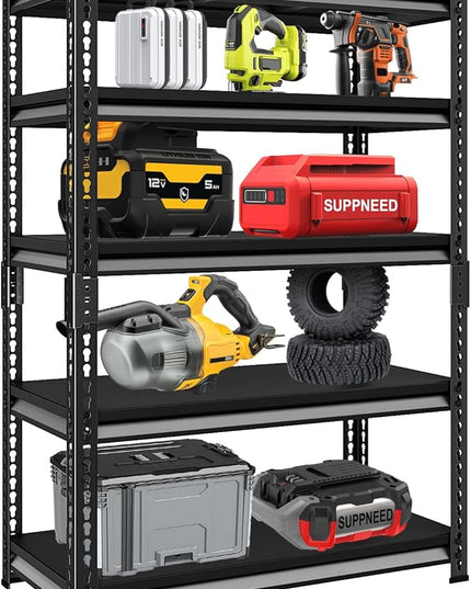 Metal Heavy Duty Garage Shelves: 40''W 2,250Lbs Steel Adjustable Storage Industrial Utility Shelving Rack Units 5 Tier Black 40" W x 18" D x 72" H
