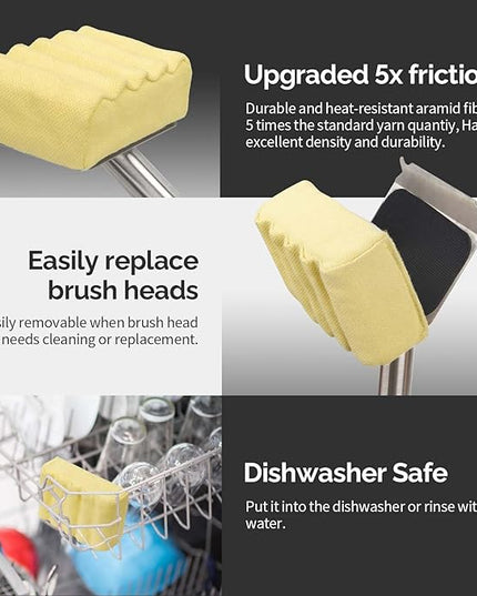 Grill Brush Bristle Free,Aramid Fiber Wavy Pad Seamless-Fit Cast Iron/Stainless-Steel Grates,BBQ Replaceable Scraper Cleaning Head,Safe Grill Cleaner for Outdoor Grill,Gifts for Men/Dad