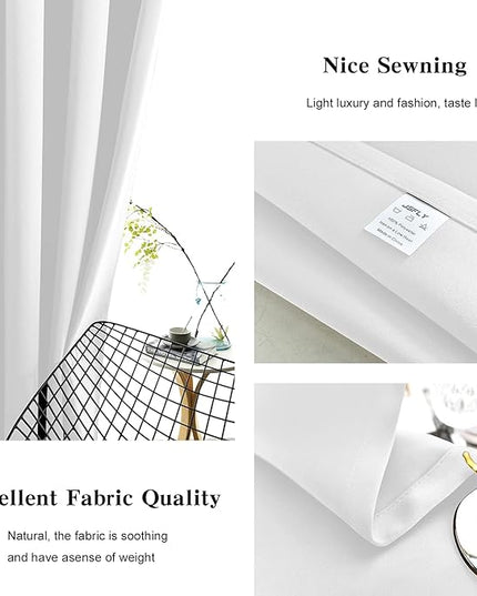 Blackout Curtains for Bedroom Thermal Insulated Light Blocking Room Darkening Curtains Solid Grommet Window Drapes for Living Room, Set of 2 Curtain Panels 42 W x 54 L inch Long Ash White