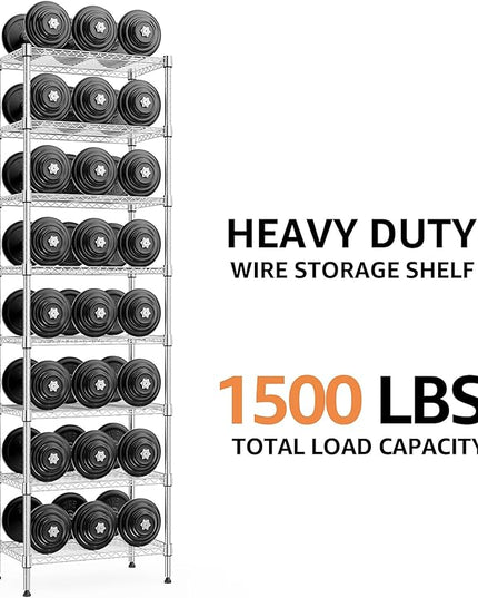 8 Tier 2000 lbs Storage Rack Metal Wire Shelving Unit, Storage Standing Shelf Organizer for Laundry Bathroom Kitchen Pantry Closet Garage Utility Room, Chrome 13.8" D x 23.6" W x 79.5" H