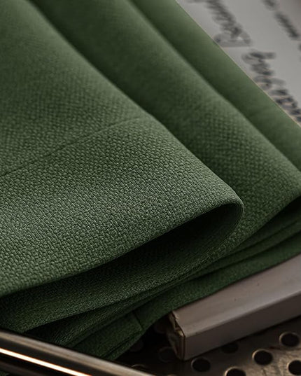 100% Blackout Curtains Thick Soft Curtain 2 Panels Green for Bedroom, Linen-Look Textured Full Light Blocking Room Darkening Thermal Insulated Drapes for Windows (W52xL45, Olive)