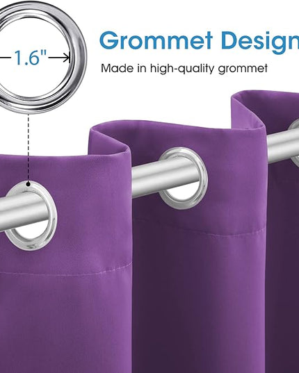 HOMEIDEAS Purple Blackout Curtains 52 X 96 Inch Set of 2 Panels Room Darkening Bedroom Curtains/Drapes, Thermal Grommet Light Blocking Window Curtains for Living Room