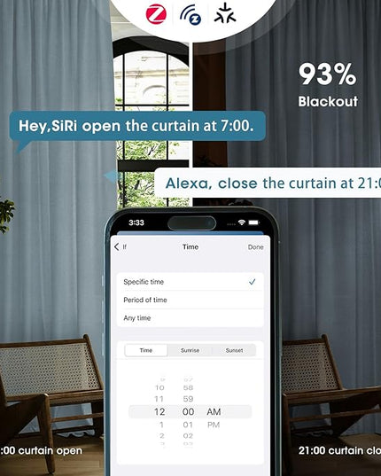 SmartWings Automatic Curtain Opener with Drapery, Motorized Vertical Blinds with Remote, Electric Closet Doors Sliding Panels Compatible with Alexa Google Homekit, 93% Blackout Greyish Blue