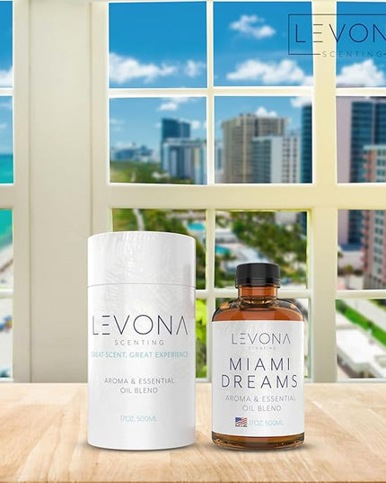 Levona Scent Essential Oils for Diffusers for Home: Miami Dreams Hotel & Home Luxury Scents Fragrance Oil - Aroma Oil with Notes of Bergamot Oil & Pine Essential Oil -500 Ml Scented Oils for Diffuser