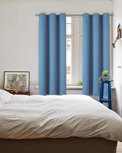 BGment Blackout Curtains for Bedroom - Grommet Thermal Insulated Room Darkening Curtains for Living Room, Set of 2 Panels (42 x 63 Inch, Faded Denim)