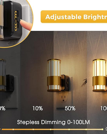 L LOHAS LED Night Light, Automatic Night Lights Plug into Wall, 0-100LM Adjustable Brightness LED Night Light, Dimmable Night Lights Plug in with Auto Light Sensor, for Bedroom Hallway Home Decor
