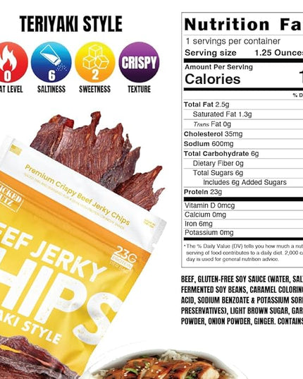 Wicked Cutz Jerky Chips Variety Pack, Up to 28g Protein Per Bag, Cracked Pepper, Teriyaki, Roasted Red Pepper, & Korean BBQ Flavored Beef Jerky Crisps, USA Made High Protein Carnivore Snacks (4 Bags)