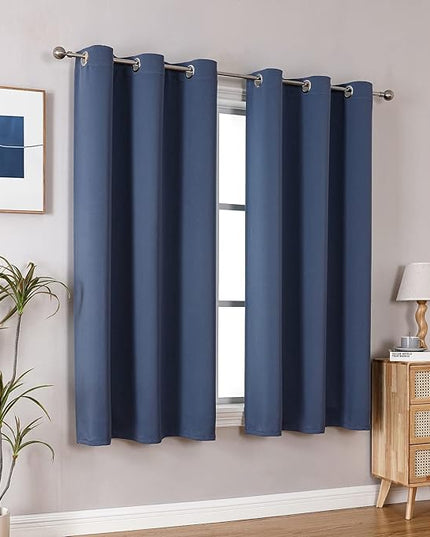 ChrisDowa Grommet Blackout Curtains for Bedroom and Living Room - 2 Panels Set Thermal Insulated Room Darkening Curtains (Stone Blue, 42W x 63L)