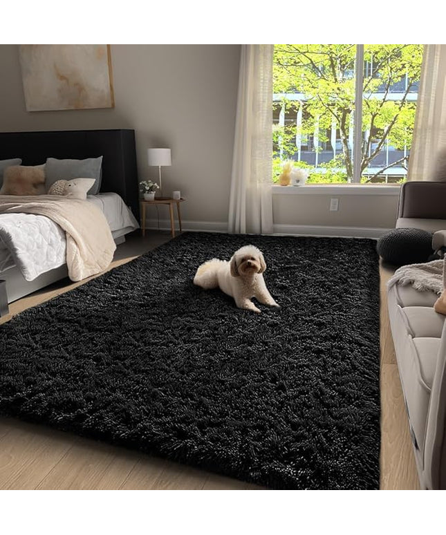 Ophanie 4x6 Charcoal Rugs for Bedroom, Fluffy Shaggy Soft Area Rug, Non-Slip Indoor Floor Carpet for Living Room, Kids Boys Teen Dorm Home Decor Aesthetic, Nursery