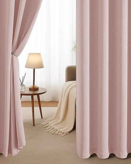 Simplebrand Blush Extra Long 10ft Curtains for Patio 120 Inches Long 2 Panels Set, Room Darkening Light Blocking Solid Thermal Insulated Energy Saving Grommet Noise Reducing Curtains, 50 Wx120 L