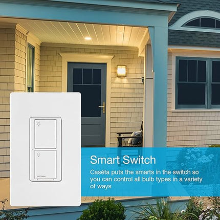 Lutron Caseta Original Smart Switch (Lutron Smart Hub Required), for LED Lights and Fans, 6 Amp, Single-Pole/3-Way, Neutral Required, PD-6ANS-LA-8-Pack, Light Almond, 8 Pack