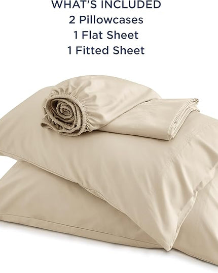 Bedsure King Size Sheet Set, Cooling Sheets King, Rayon Derived from Bamboo, Deep Pocket Up to 16", Breathable & Soft Bed Sheets, Hotel Luxury Silky Bedding Sheets & Pillowcases, Beige