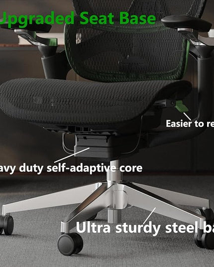 Ergonomic Office Chair, Big and Tall Mesh Computer Gaming Chair with Adaptive Lumbar Support, Work Chair with Headrest, 5D Armrest,90-130°Tilt, BIFMA Certified, Model Zen (Red)