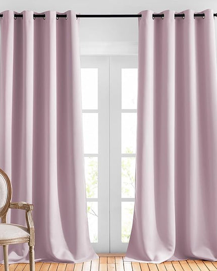 NICETOWN Blackout Curtains for Girls Room - Thermal Insulated Solid Grommet Room Darkening Curtains/Panels/Drapes for Bedroom/Patio (Lavender Pink=Baby Pink, 2 PCs, 52 by 95-Inch)