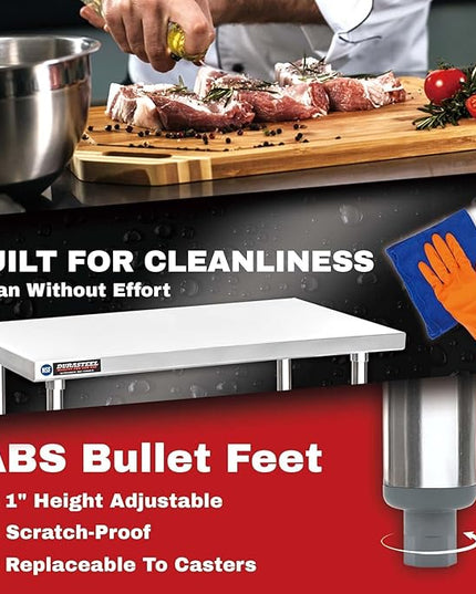 DuraSteel 24x84 Stainless Steel Work Table - NSF Commercial Prep Metal Table - Outdoor Pizza Oven Stand w/Under Shelf - Kitchen Island Laundry Utility Garage Microwave Stand Large Rolling Storage Cart