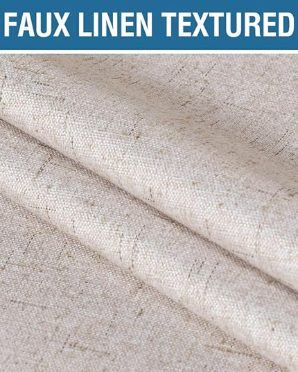 H.VERSAILTEX 100% Blackout Curtains for Bedroom 63 Inches Long Grommet Linen Face Full Light Blocking Curtain Drapes for Living Room Thermal Linen Look Curtains 2 Panels Set, 52" W x 63" L, Natural