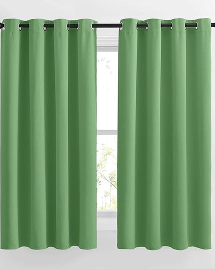 NICETOWN Forest Green Blackout Curtains Grommet - Thermal Insulated Solid Grommet Blackout Curtains/Panels/Drapes for Bedroom (2-Pack, 52 by 45-Inch)