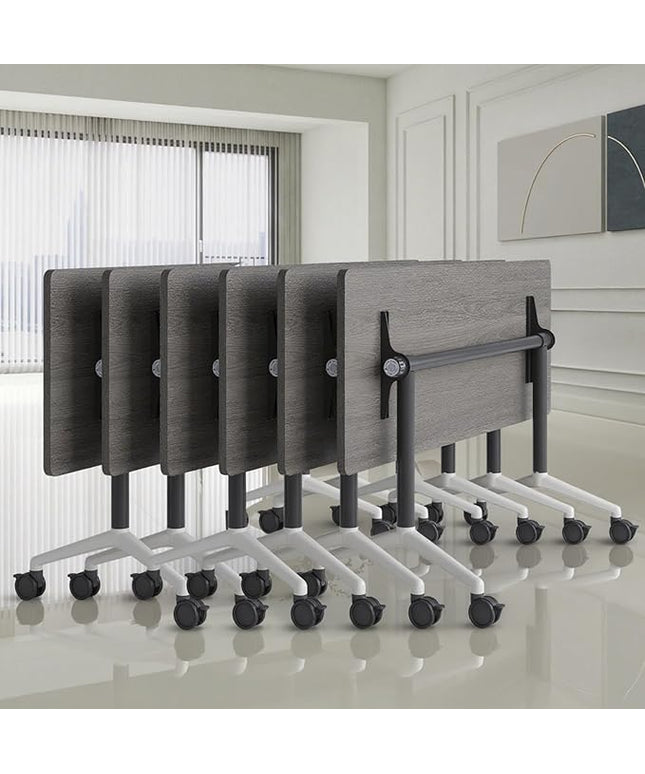 Folding Conference Room Tables, Seminar Conference Table Modern Flip Top Training Meeting Tables, Conference Room Table with Wheels for Home Office Classr,6 Pack 63inch