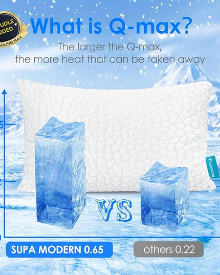 Cooling Pillows Queen Size Set of 2 Shredded Memory Foam Pillows for Side Back Stomach Sleepers, Two-Sided Cool Adjustable Firm or Soft Bed Pillow Luxury Gel Neck Pillow for Neck Shoulder Pain Relie