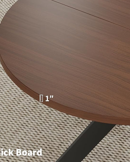 Walnut Round Dining Table Set for 4, Mid-Century Modern Kitchen Table and Chairs, Small Space Dining Room Furniture for Apartment, Breakfast Nook or Studio (Walnut Wood-Dining Table Only)