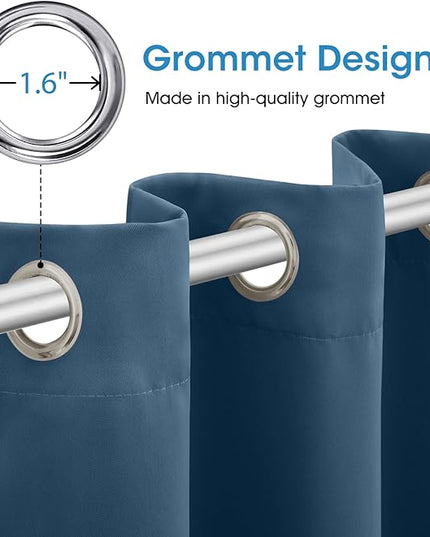 HOMEIDEAS Dark Teal Blackout Curtains for Bedroom 52 X 84 Inch Length 2 Panels Set Room Darkening Bedroom Curtains, Soundproof Thermal Grommet Window Curtains for Living Room