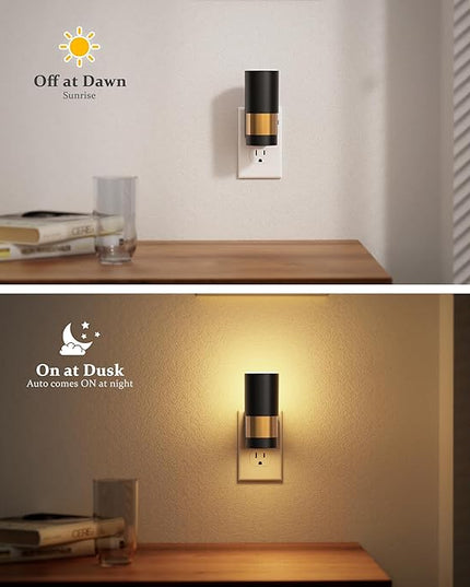 JandCase Plug in Night Light, Rotating Night Light with 3 Colors, 3000K/5000K/Amber, Dimmable Night Lights with Dusk to Dawn Sensor, 360°Rotatable, LED Nightlight for Bathroom Bedroom Hallway, 2 Pack