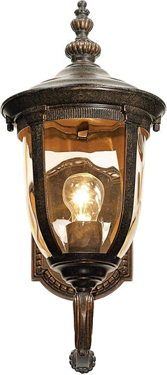 John Timberland Bellagio European Outdoor Carriage Light Fixture Vintage Bronze Curved Arm Hammered Glass Sconce for Exterior House Porch Patio Outside Deck Garage Yard Front Door Garden Home