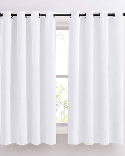 NICETOWN Curtains for Bedroom - (Pure White Color) 52 inches Width x 63 inches Length, 2 Panels, Window Treatment Grommet Kitchen Drapes for Doors