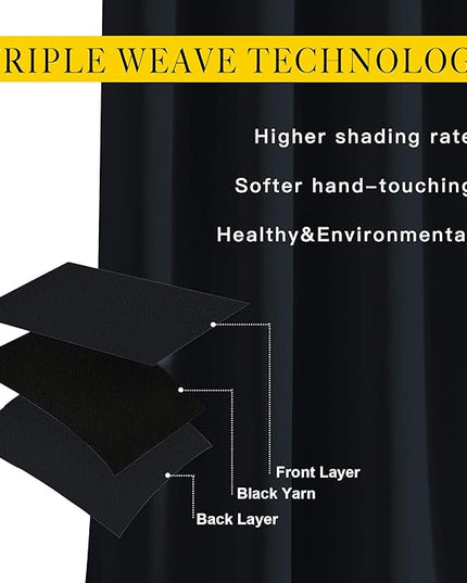 NICETOWN Patio Blackout Curtain Shades - Summer Home Decoration Thermal Insulated Grommet Blackout Draperies/Drapes for Kitchen (2 Panels, 52 inches x 95 inches,Black)
