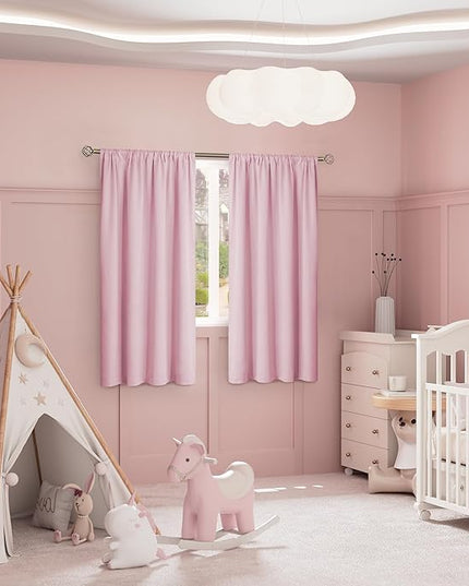 BGment Pink Blackout Curtains for Nursery 2 Panels Set, Kids Curtains Thermal Insulated and Noise Canceling Full Black Out Girls Baby Room 63 Inch Length, Each Room Darkening Curtains 42 Inch Wide