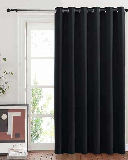NICETOWN Blackout Curtain for Sliding Door, Patio Door Curtains, Thermal Insulated Wide Drapes/Draperies for Bedroom (Black, 80 by 84 inches)