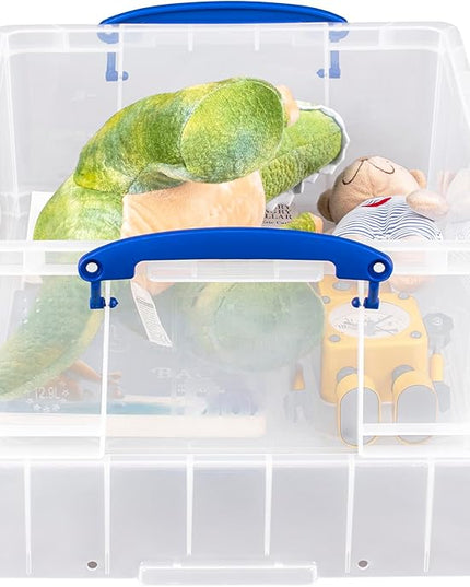 Really Useful Plastic Storage Box 9 Litre Clear with XL Lid (Pack of 4)