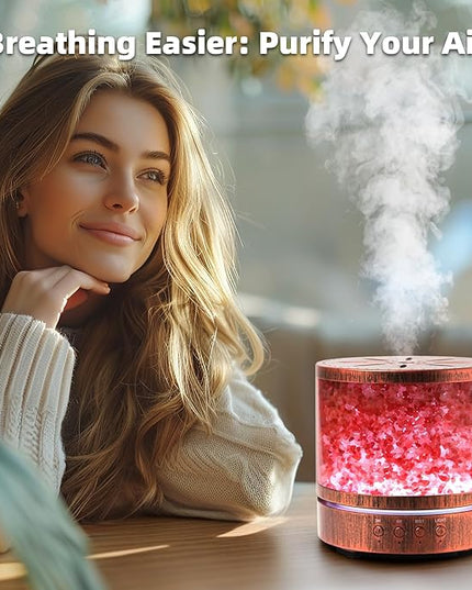 Essential Oil Diffuser Aromatherapy Diffusers for Essential Oils Large Room, Himalayan Salt Lamp Ultrasonic Aroma Diffusers for Home, 400ML