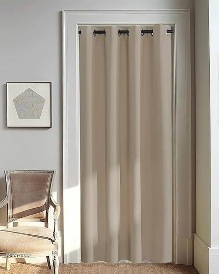 NICETOWN Door Curtain for Closet Doors 80 Inches Long 1 Panel, Blackout Doorway Curtain for Open Closet Bedroom, Room Divider Living Room for Privacy (Taupe, 1 Panel, 46W x 80L)