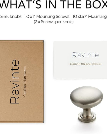 Ravinte 10 Pack Brushed Nickel Round Zinc Cabinet Knobs for Kitchen Bathroom Closet Dresser Cabinets