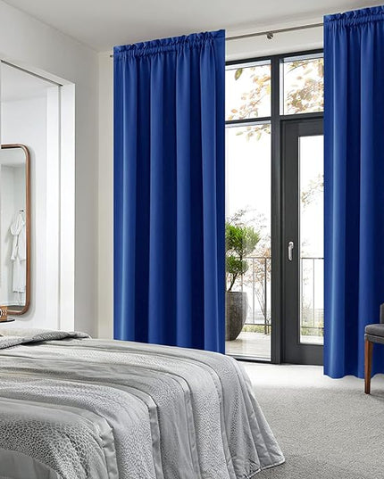 DWCN Blackout Curtains for Bedroom – Rod Pocket Thermal Insulated Noise Reducing Noise Reducing Drapes for Living Room, W 52 x L 95 Inch, 2 Panels, Classic Blue