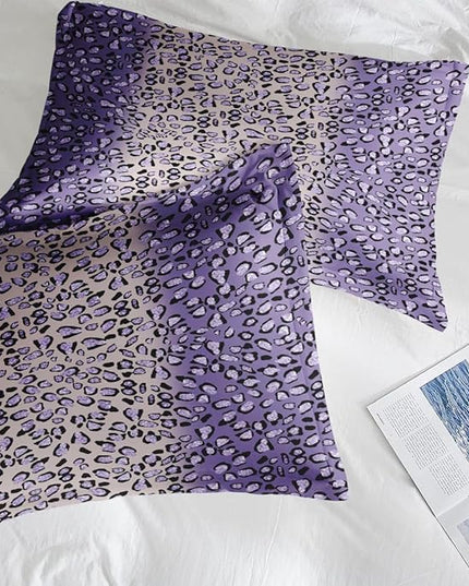 Comforter Set Twin Size, Leopard Colorful Plain Purple 5 Pcs Bedding for Kids and Adults, Gold Geometric Tiger Bed Sheet Sets with Fitted Sheet Pillowcase & Sham for Bedroom Bed Decor